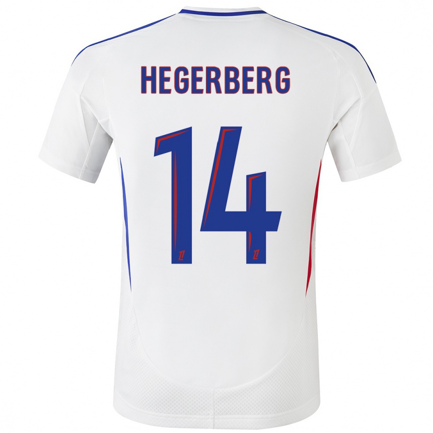 Kids Football Ada Hegerberg #14 White Blue Home Jersey 2024/25 T-Shirt Uk