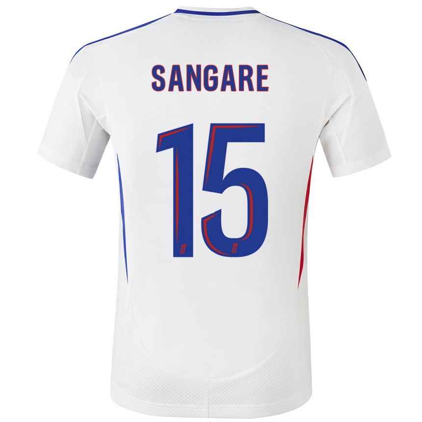 Kids Football Wassa Sangaré #15 White Blue Home Jersey 2024/25 T-Shirt Uk