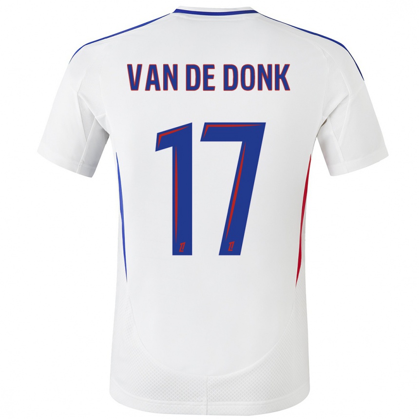 Kids Football Danielle Van De Donk #17 White Blue Home Jersey 2024/25 T-Shirt Uk