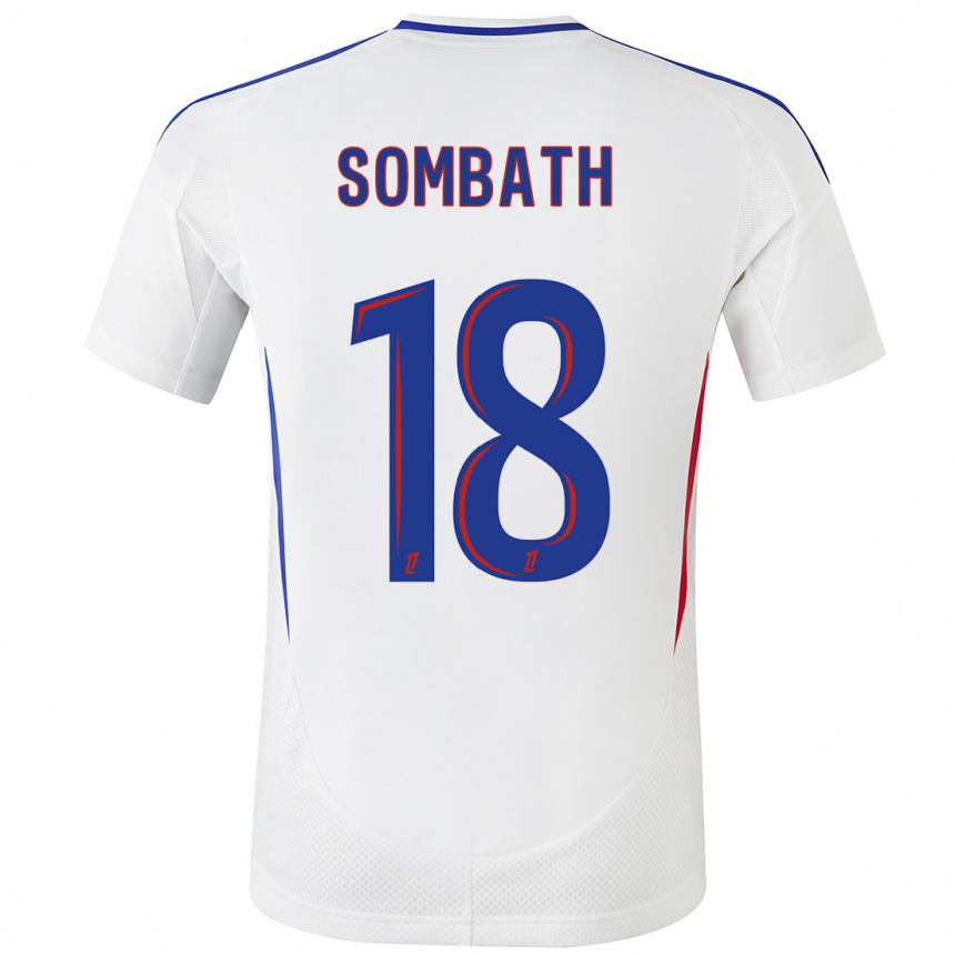 Kids Football Alice Sombath #18 White Blue Home Jersey 2024/25 T-Shirt Uk