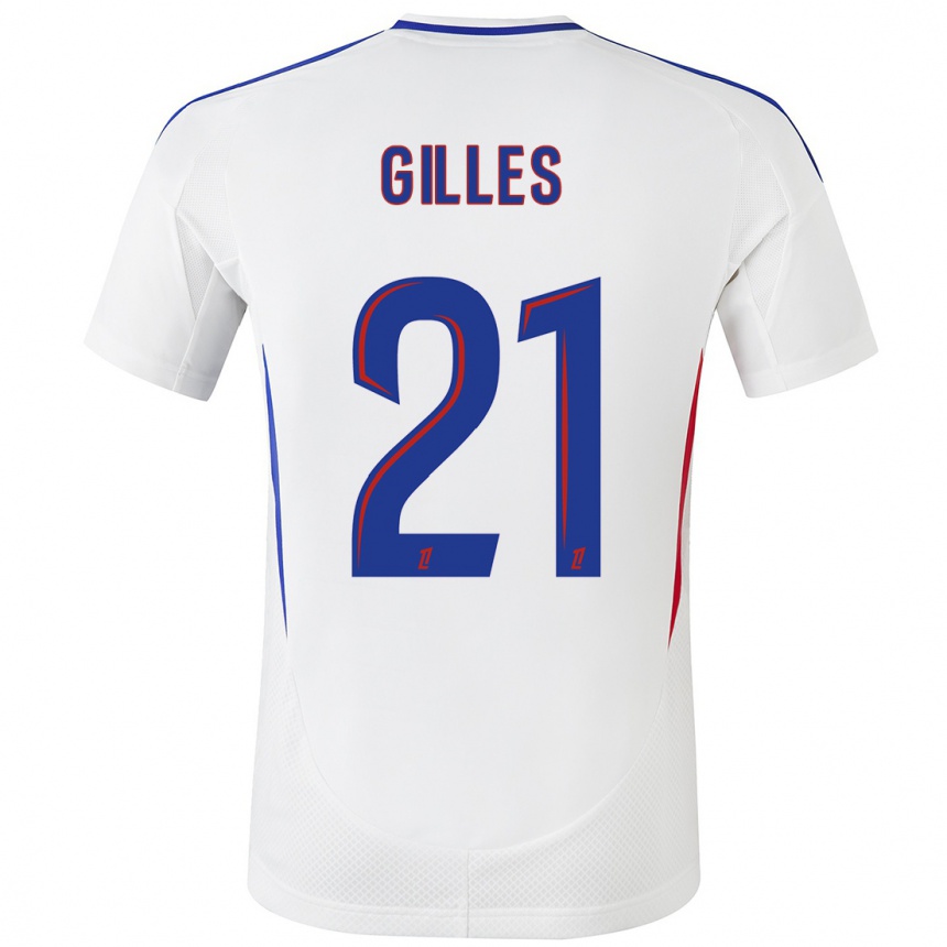 Kids Football Vanessa Gilles #21 White Blue Home Jersey 2024/25 T-Shirt Uk