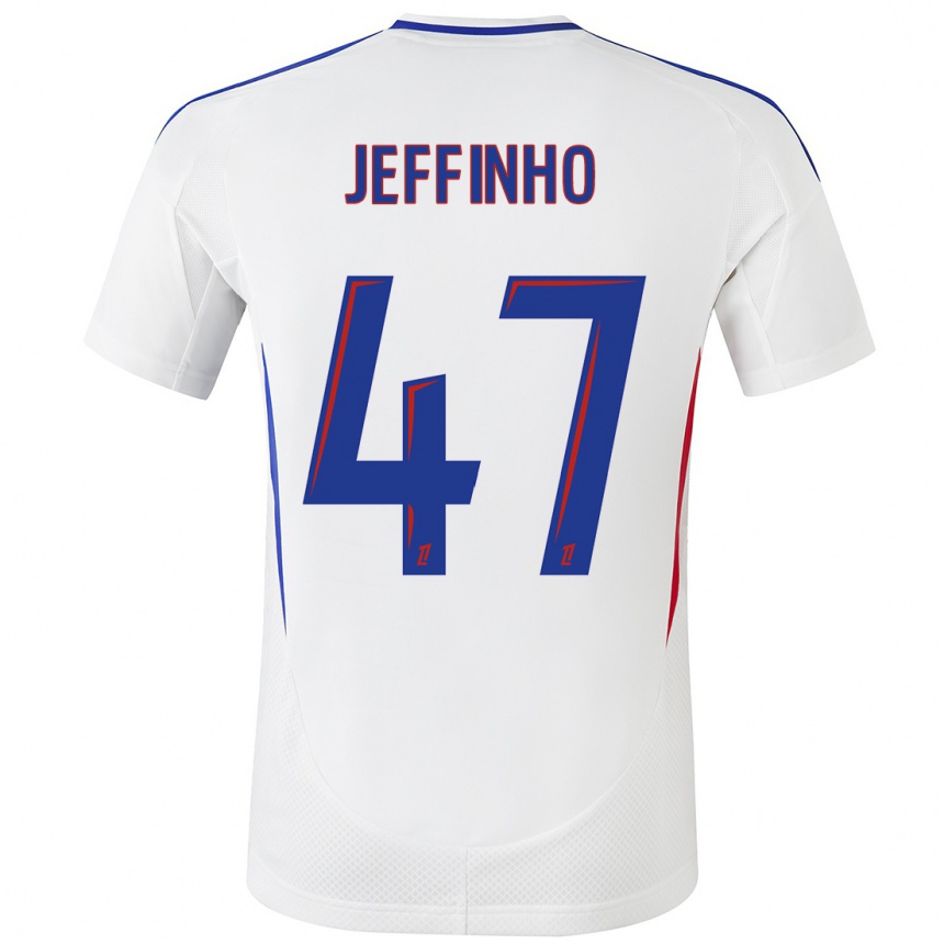 Kids Football Jeffinho #47 White Blue Home Jersey 2024/25 T-Shirt Uk