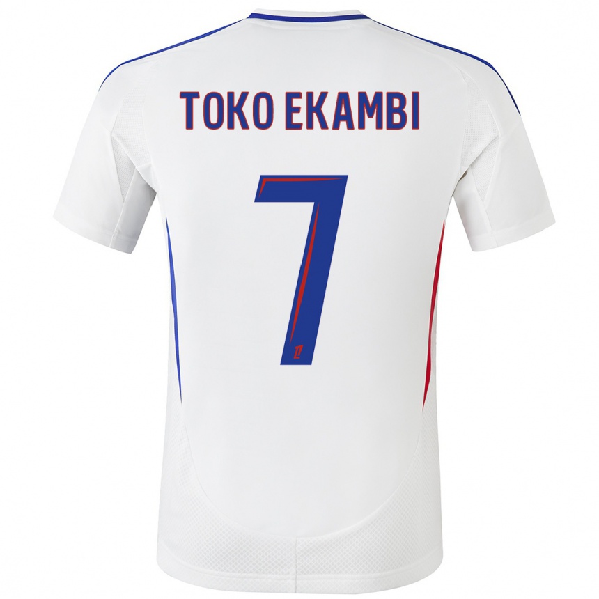 Kids Football Karl Toko Ekambi #7 White Blue Home Jersey 2024/25 T-Shirt Uk