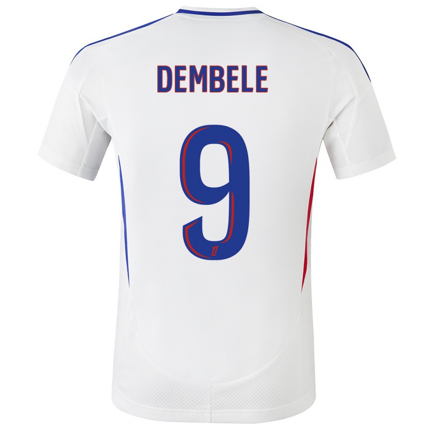 Kids Football Moussa Dembele #9 White Blue Home Jersey 2024/25 T-Shirt Uk