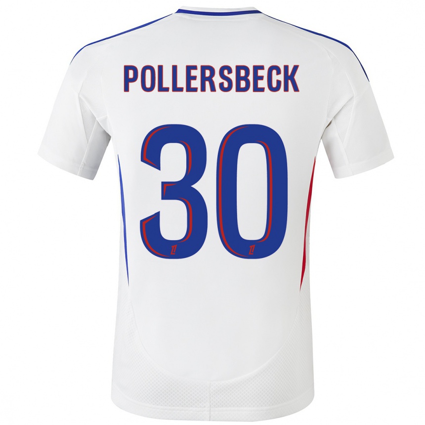 Kids Football Julian Pollersbeck #30 White Blue Home Jersey 2024/25 T-Shirt Uk