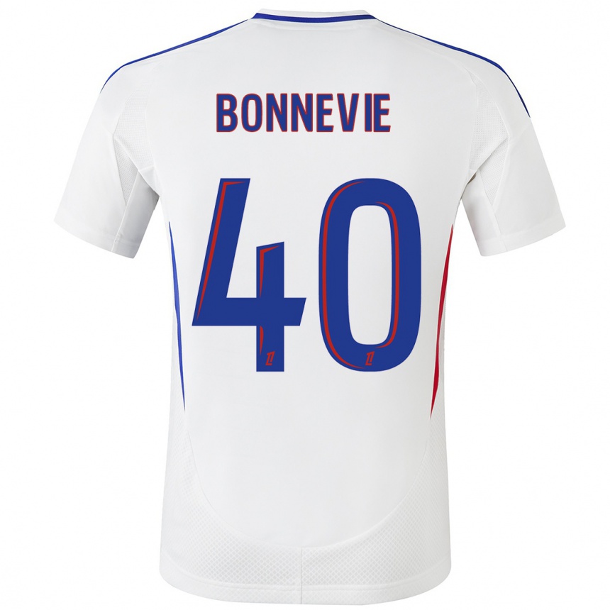 Kids Football Kayne Bonnevie #40 White Blue Home Jersey 2024/25 T-Shirt Uk