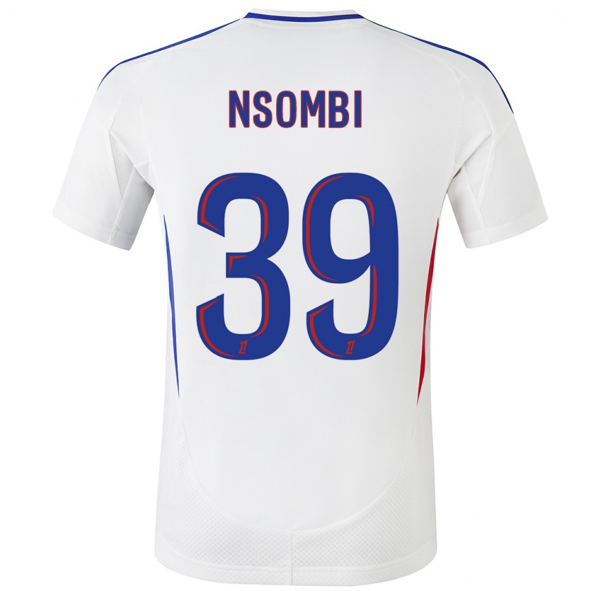 Kids Football Gael Nsombi #39 White Blue Home Jersey 2024/25 T-Shirt Uk