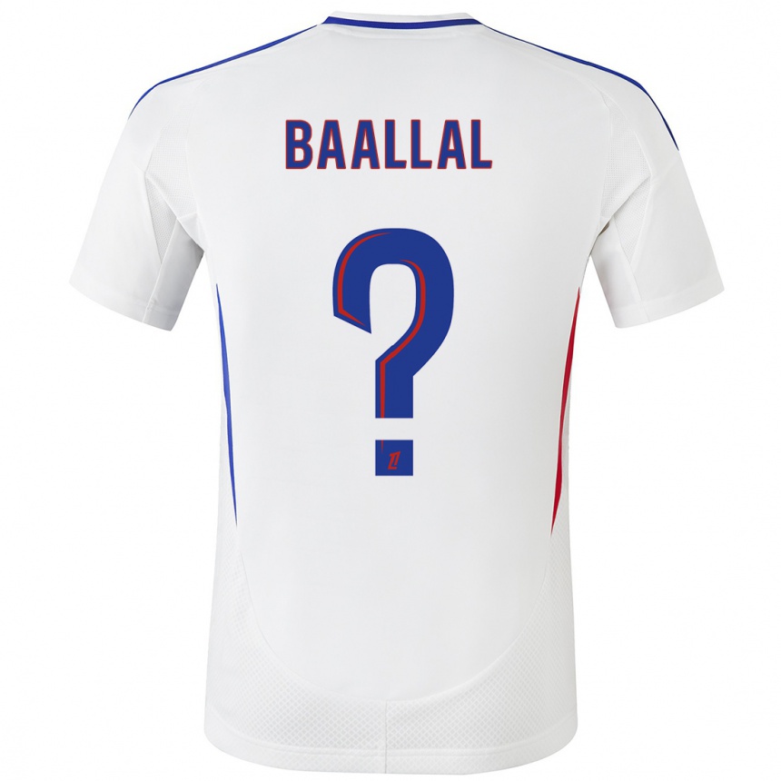 Kids Football Abdellah Baallal #0 White Blue Home Jersey 2024/25 T-Shirt Uk