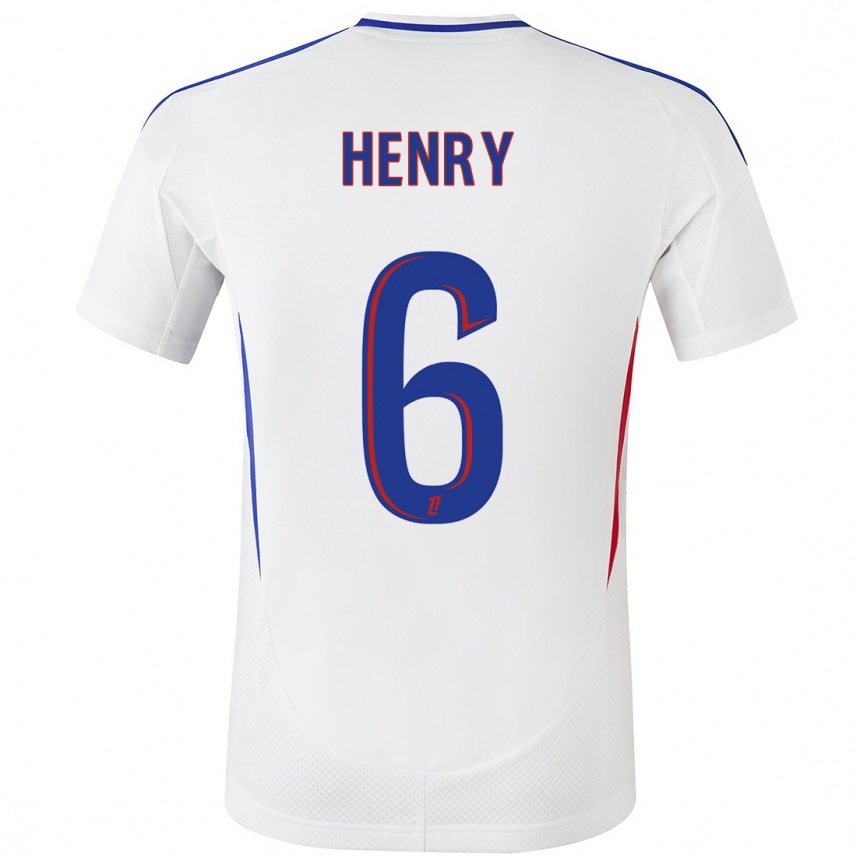 Kids Football Amandine Henry #6 White Blue Home Jersey 2024/25 T-Shirt Uk