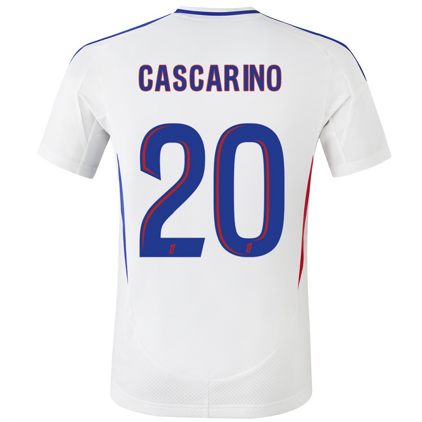 Kids Football Delphine Cascarino #20 White Blue Home Jersey 2024/25 T-Shirt Uk