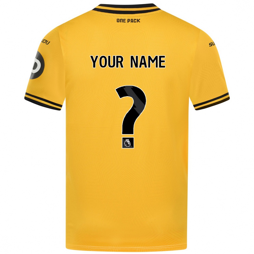 Kids Football Your Name #0 Yellow Home Jersey 2024/25 T-Shirt Uk