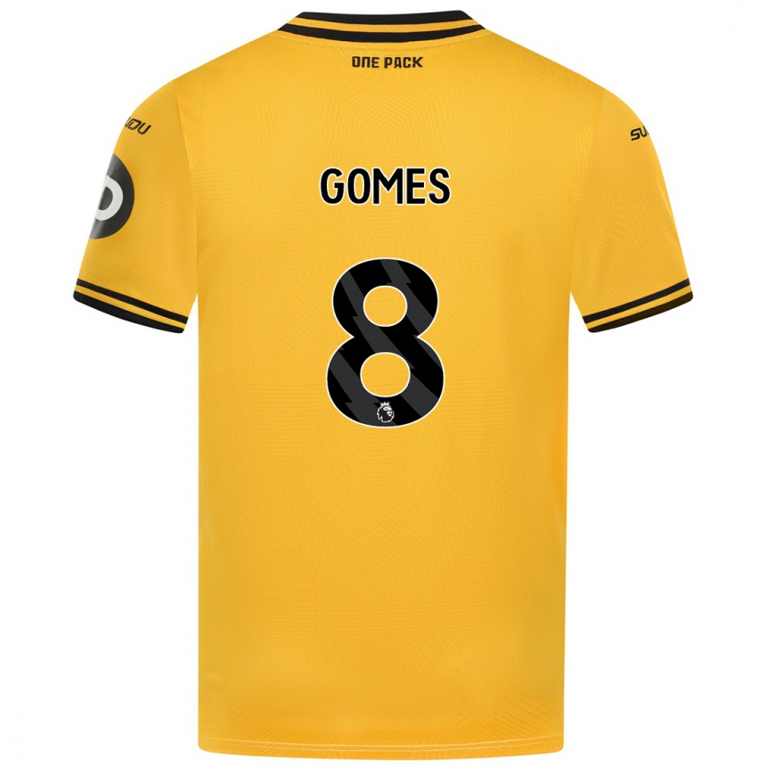 Kids Football João Gomes #8 Yellow Home Jersey 2024/25 T-Shirt Uk