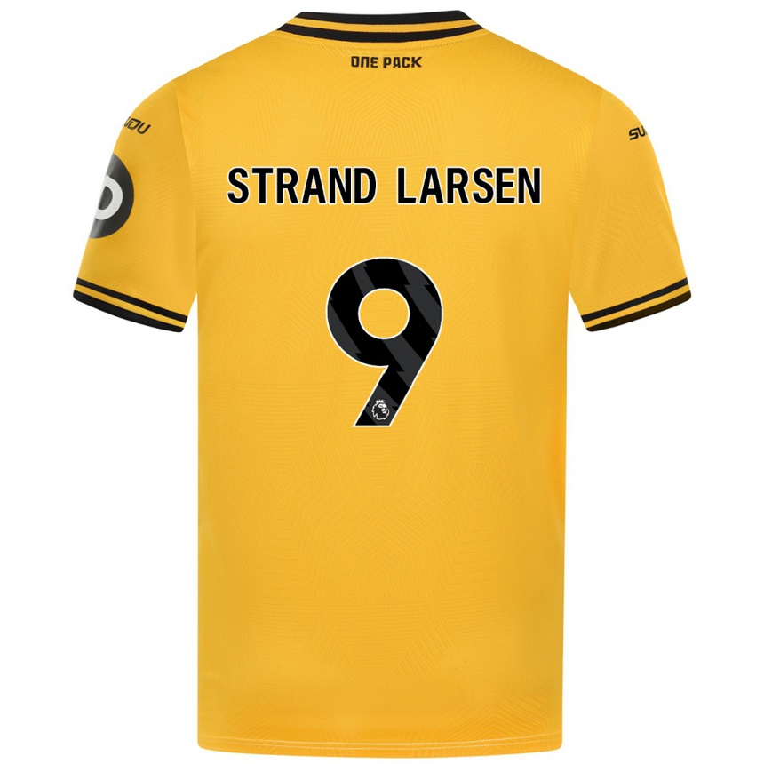 Kids Football Jørgen Strand Larsen #9 Yellow Home Jersey 2024/25 T-Shirt Uk