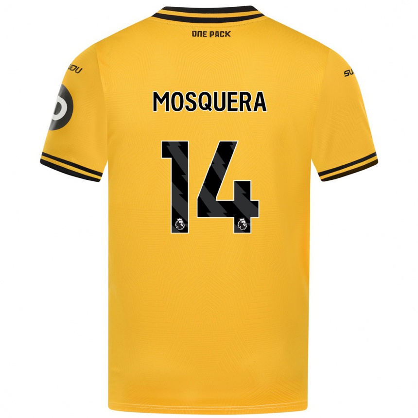 Kids Football Yerson Mosquera #14 Yellow Home Jersey 2024/25 T-Shirt Uk