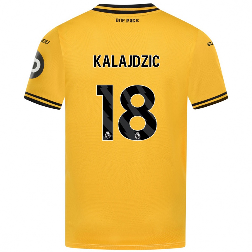 Kids Football Sasa Kalajdzic #18 Yellow Home Jersey 2024/25 T-Shirt Uk