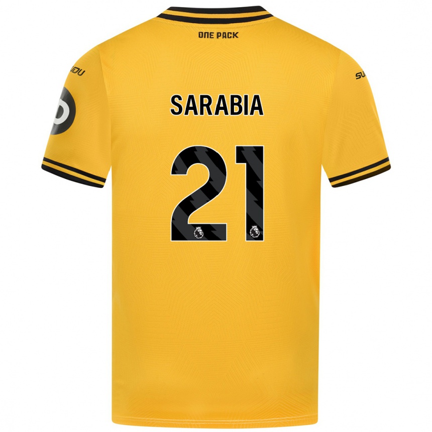 Kids Football Pablo Sarabia #21 Yellow Home Jersey 2024/25 T-Shirt Uk