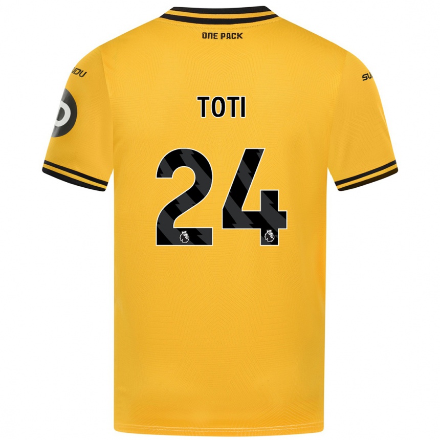 Kids Football Toti #24 Yellow Home Jersey 2024/25 T-Shirt Uk