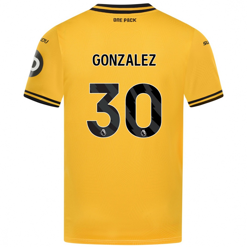 Kids Football Enso González #30 Yellow Home Jersey 2024/25 T-Shirt Uk