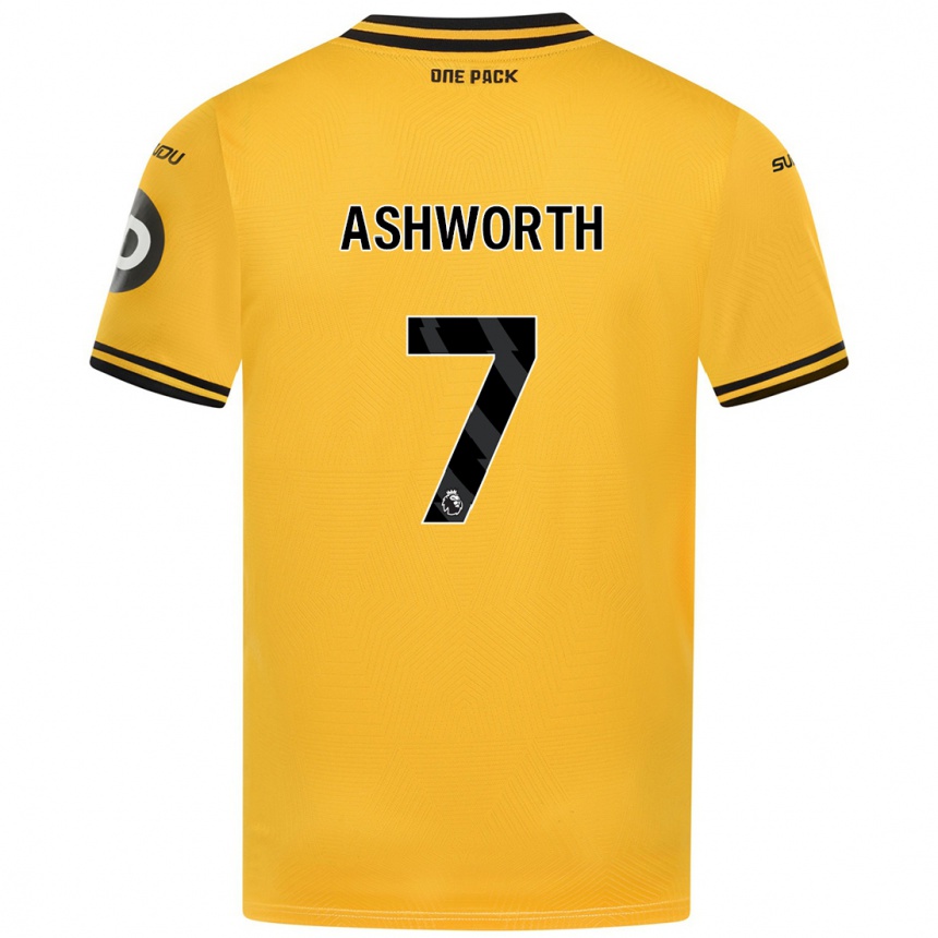 Kids Football Fin Ashworth #7 Yellow Home Jersey 2024/25 T-Shirt Uk