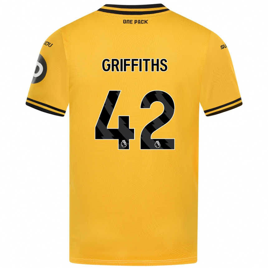 Kids Football Harvey Griffiths #42 Yellow Home Jersey 2024/25 T-Shirt Uk