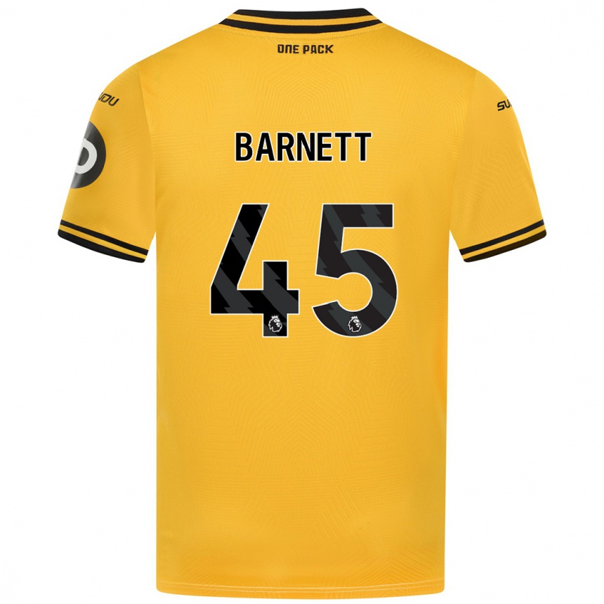 Kids Football Ty Barnett #45 Yellow Home Jersey 2024/25 T-Shirt Uk