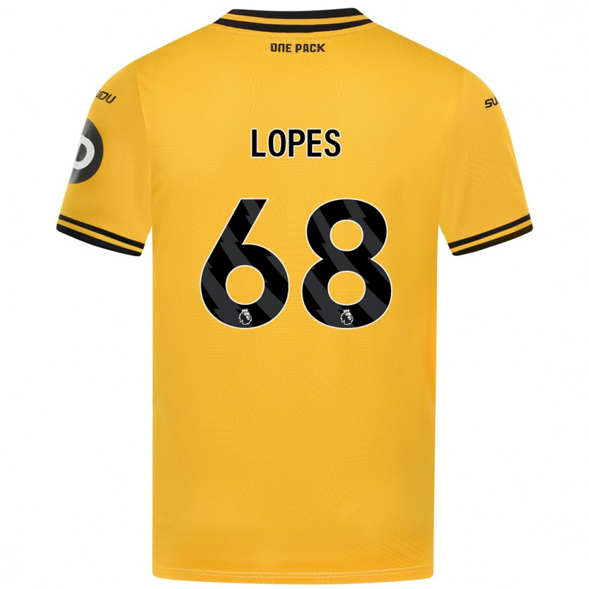 Kids Football Leo Lopes #68 Yellow Home Jersey 2024/25 T-Shirt Uk