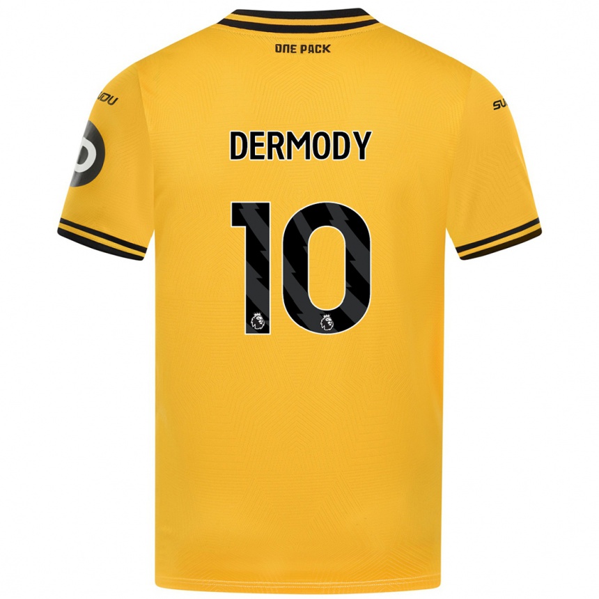 Kids Football Helen Dermody #10 Yellow Home Jersey 2024/25 T-Shirt Uk