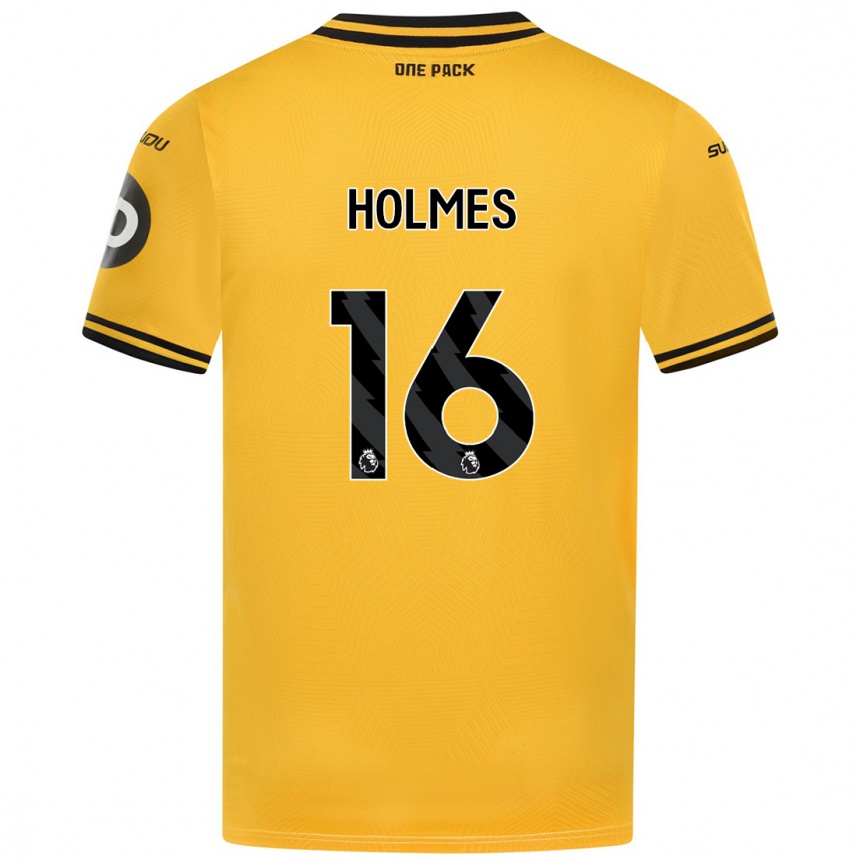 Kids Football Summer Holmes #16 Yellow Home Jersey 2024/25 T-Shirt Uk