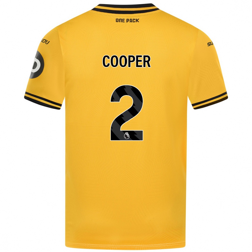 Kids Football Laura Cooper #2 Yellow Home Jersey 2024/25 T-Shirt Uk