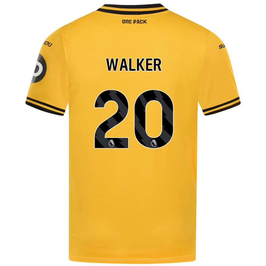 Kids Football Lowri Walker #20 Yellow Home Jersey 2024/25 T-Shirt Uk