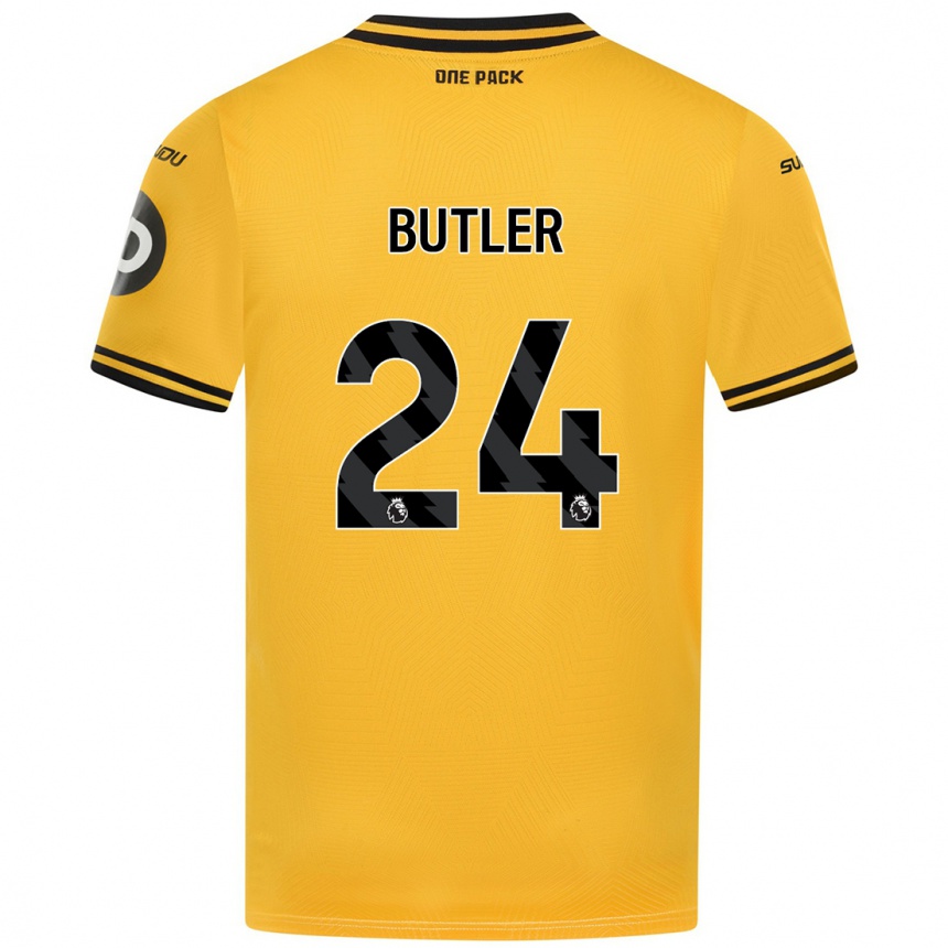 Kids Football Elli Butler #24 Yellow Home Jersey 2024/25 T-Shirt Uk