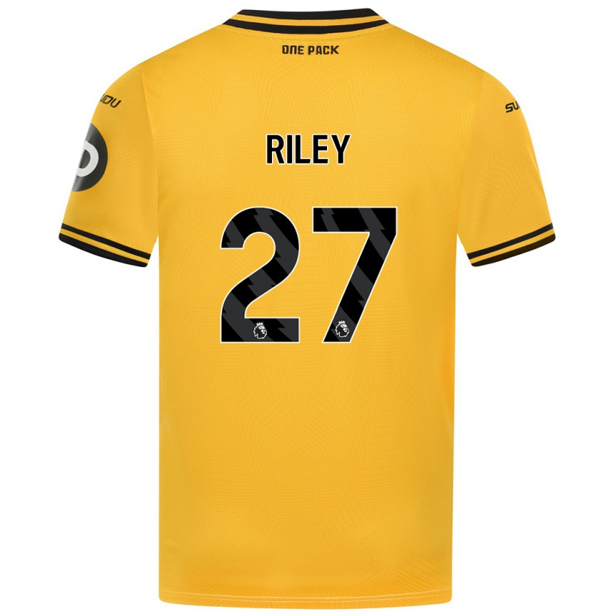 Kids Football Lauren Riley #27 Yellow Home Jersey 2024/25 T-Shirt Uk