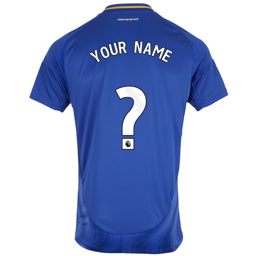 Kids Football Your Name #0 Blue White Home Jersey 2024/25 T-Shirt Uk