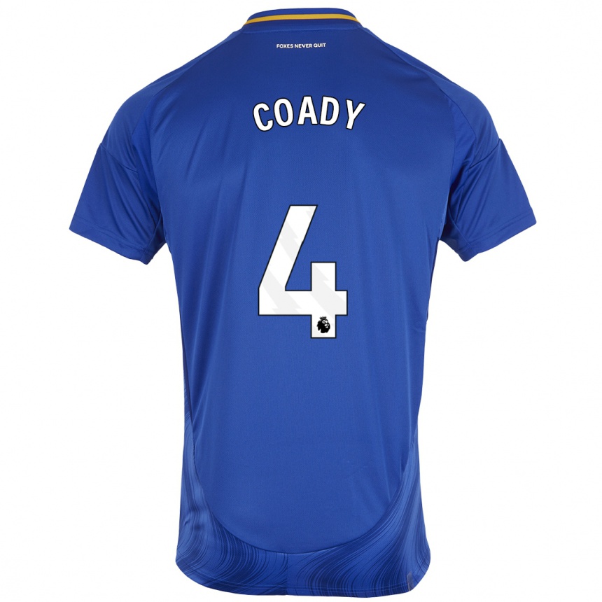 Kids Football Conor Coady #4 Blue White Home Jersey 2024/25 T-Shirt Uk