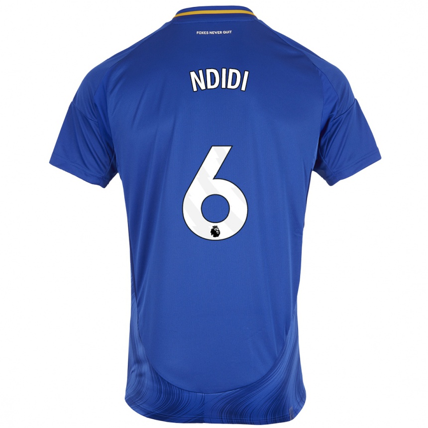 Kids Football Wilfred Ndidi #6 Blue White Home Jersey 2024/25 T-Shirt Uk