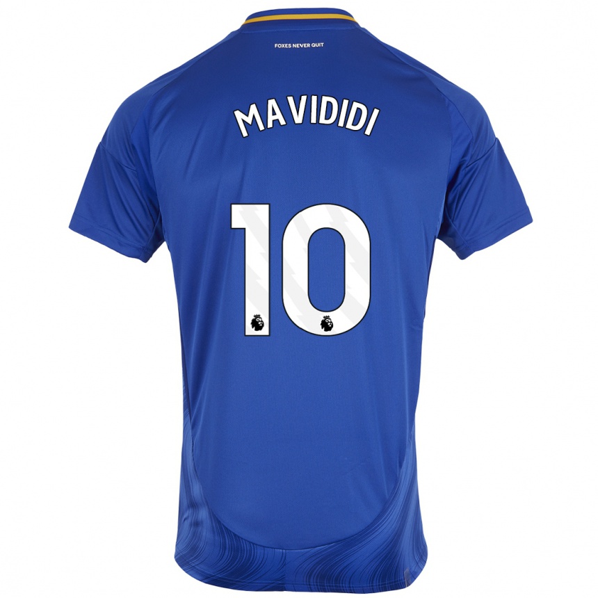 Kids Football Stephy Mavididi #10 Blue White Home Jersey 2024/25 T-Shirt Uk