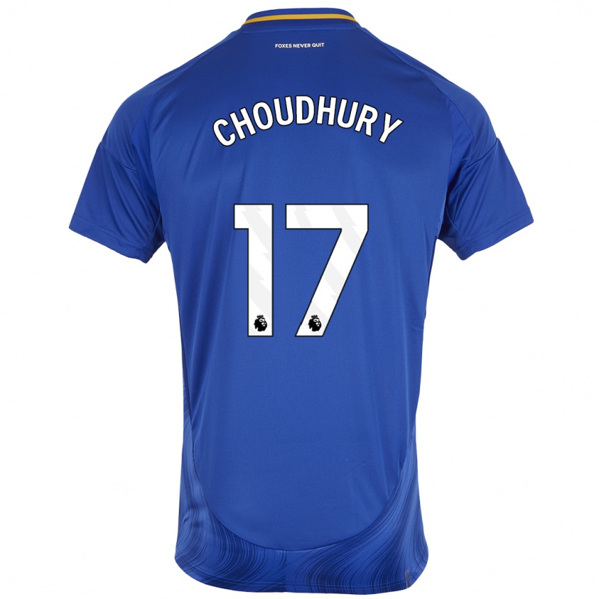 Kids Football Hamza Choudhury #17 Blue White Home Jersey 2024/25 T-Shirt Uk