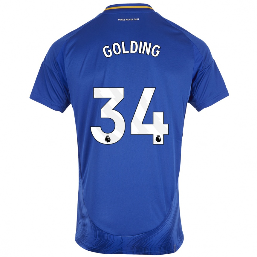 Kids Football Michael Golding #34 Blue White Home Jersey 2024/25 T-Shirt Uk