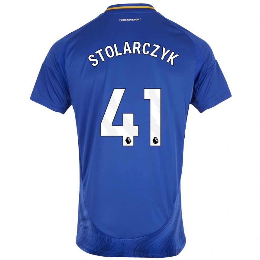 Kids Football Jakub Stolarczyk #41 Blue White Home Jersey 2024/25 T-Shirt Uk