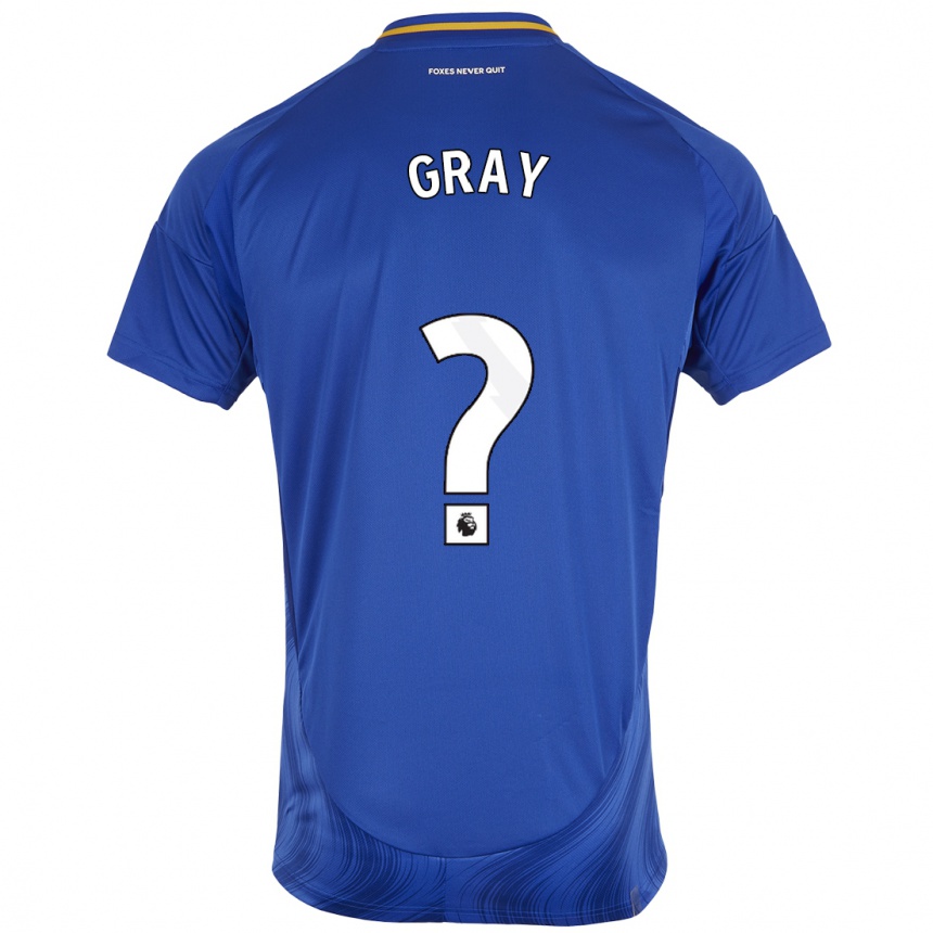 Kids Football Kevon Gray #0 Blue White Home Jersey 2024/25 T-Shirt Uk