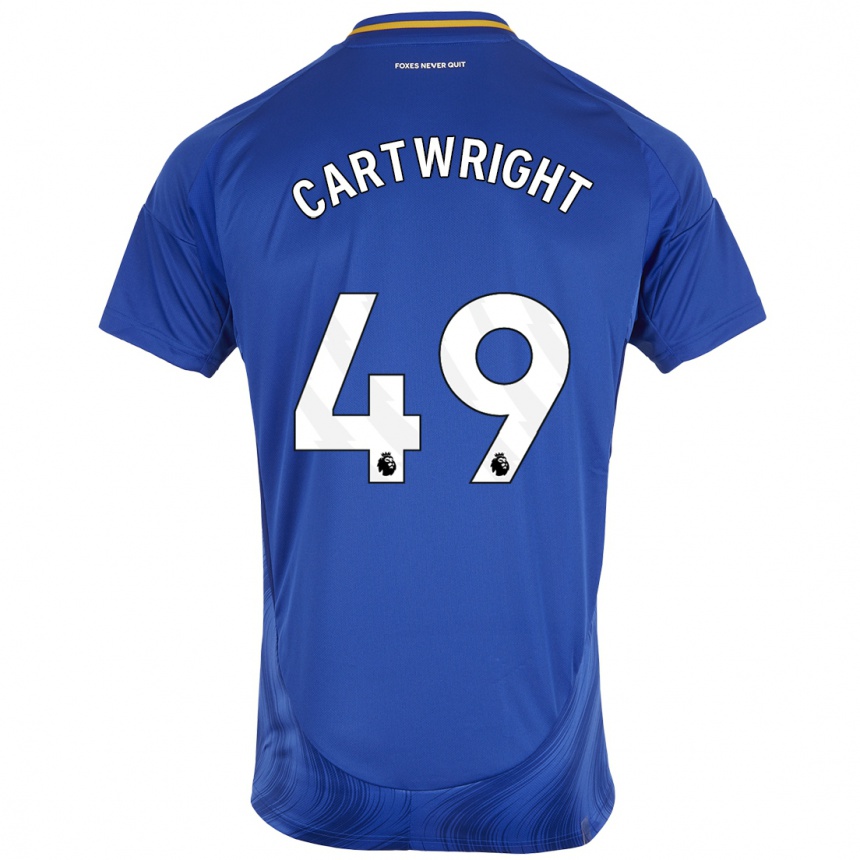 Kids Football Henry Cartwright #49 Blue White Home Jersey 2024/25 T-Shirt Uk