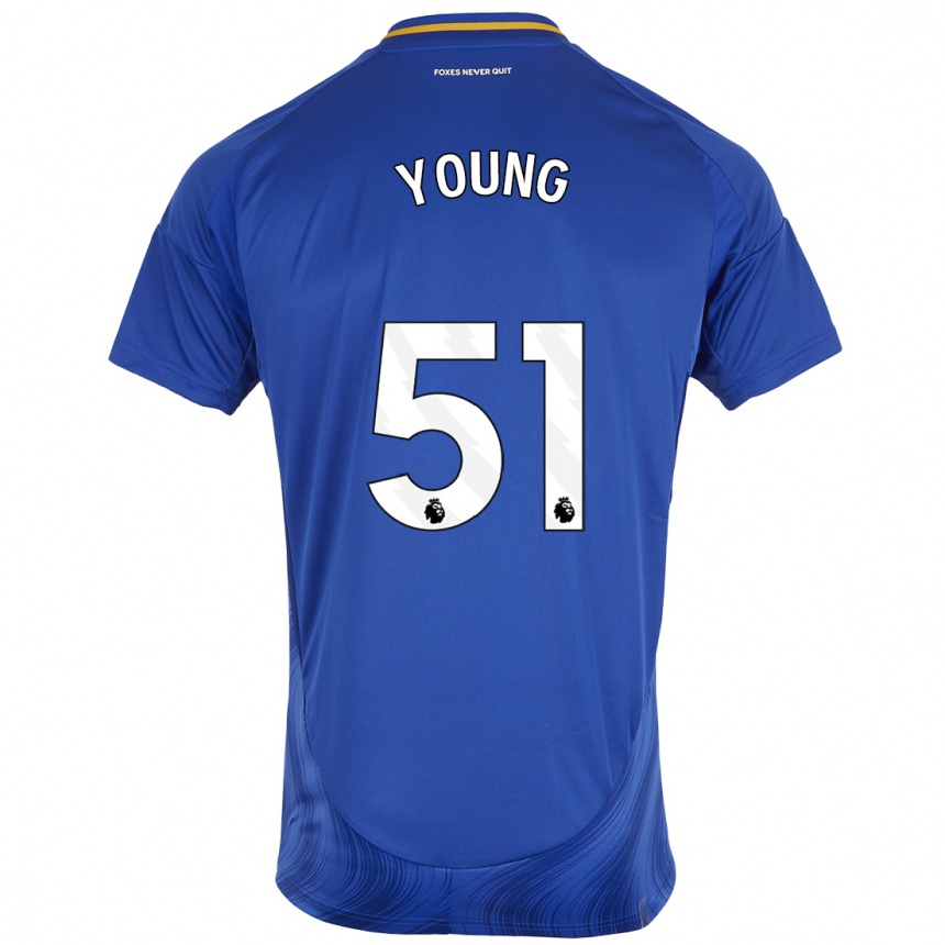 Kids Football Brad Young #51 Blue White Home Jersey 2024/25 T-Shirt Uk