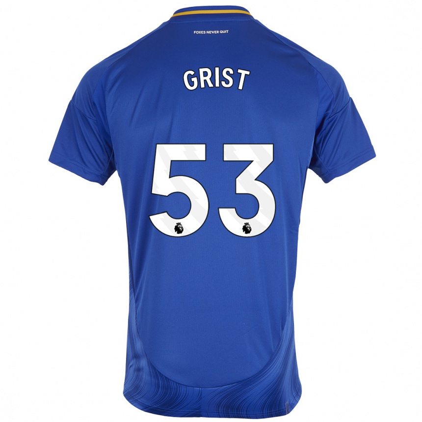 Kids Football Ben Grist #53 Blue White Home Jersey 2024/25 T-Shirt Uk