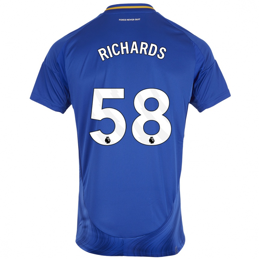 Kids Football Amani Richards #58 Blue White Home Jersey 2024/25 T-Shirt Uk