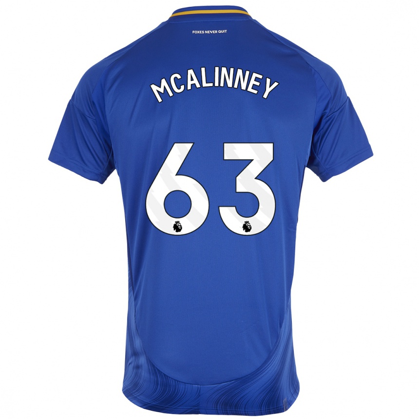 Kids Football Liam Mcalinney #63 Blue White Home Jersey 2024/25 T-Shirt Uk