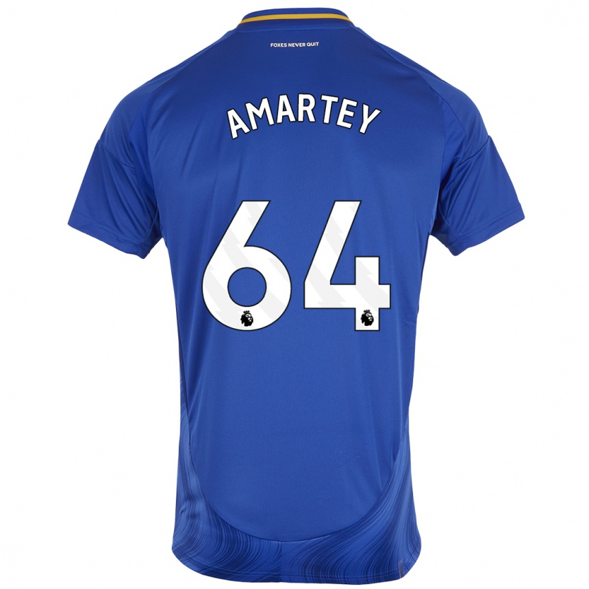 Kids Football Bobby Amartey #64 Blue White Home Jersey 2024/25 T-Shirt Uk