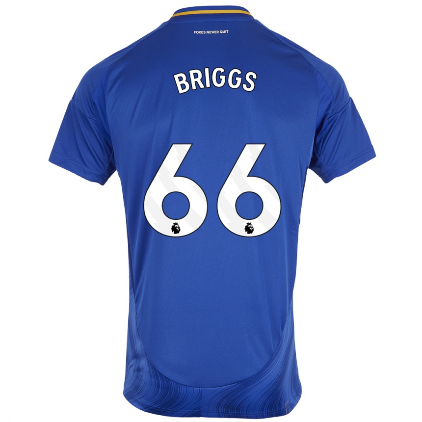 Kids Football Logan Briggs #66 Blue White Home Jersey 2024/25 T-Shirt Uk