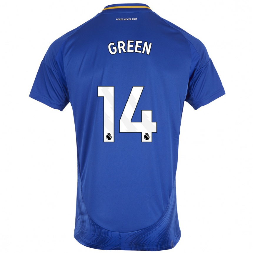 Kids Football Josie Green #14 Blue White Home Jersey 2024/25 T-Shirt Uk