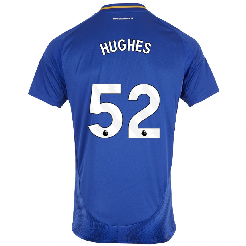 Kids Football Iestyn Hughes #52 Blue White Home Jersey 2024/25 T-Shirt Uk