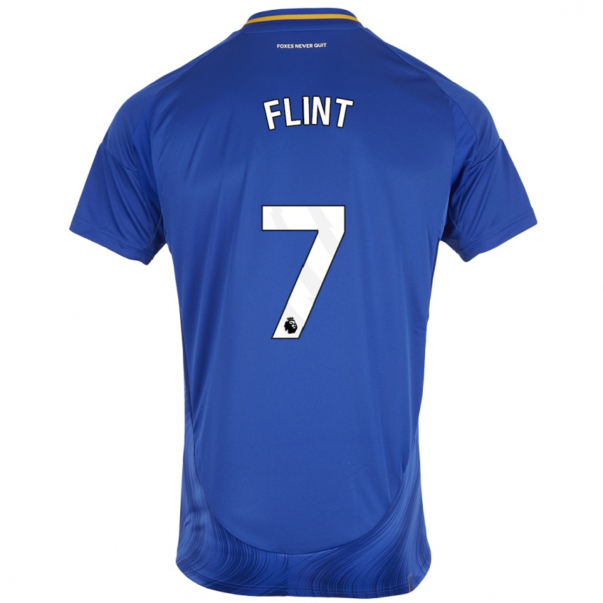 Kids Football Natasha Flint #7 Blue White Home Jersey 2024/25 T-Shirt Uk